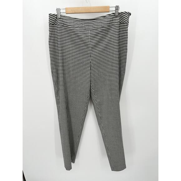 Carlisle Pants Women 14 Black Cream Checkered Wool Blend Hidden Side Zip - Picture 1 of 9